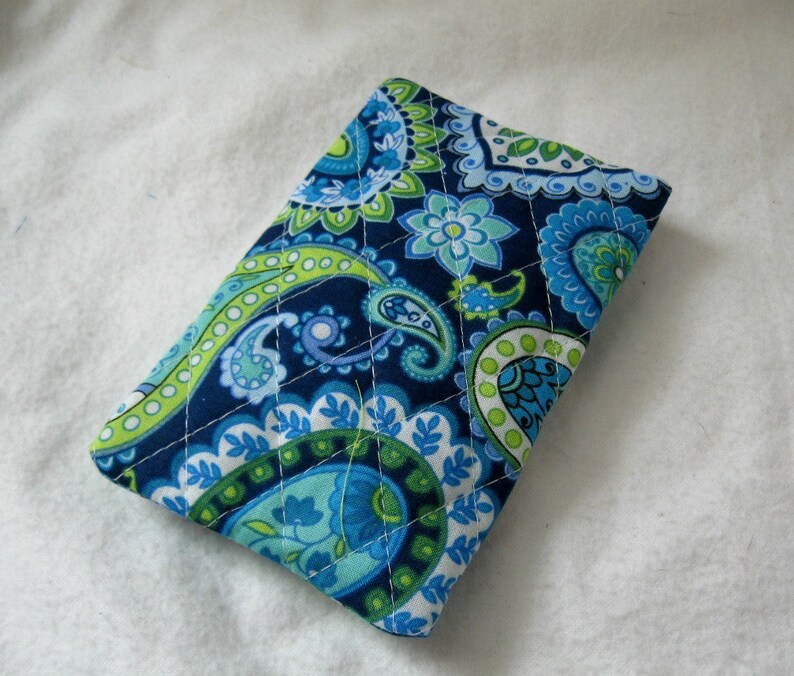 Quilted Tissue Holder Pocket Size Paisley Teal Lime Green Etsy