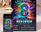 8th Birthday Invitation, Boy Birthday Invite, 8th Birthday Party, Building Blocks Party Invite, Digital Download