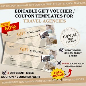 Buono regalo di viaggio, modello di buono di viaggio, buono per agente di viaggio, certificato di viaggio modificabile, regalo di accessori da viaggio, regalo di viaggio personalizzato