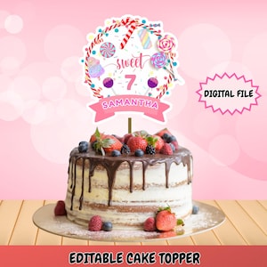 Candyland Cake Topper, Editable Cake topper, Sweet Party Favor tags, Sweet Birthday Party, Printable Cake topper, Digital Download, Candies