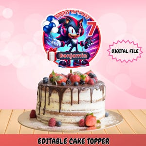 Editable Shadow Cake Topper, Kids Birthday Cake Topper, Sonic birthday decoration, Sonic Party Favor, Printable Cake Topper Digital Download
