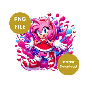 Amy Rose Birthday PNG, Girl Birthday Tshirt, Sonic Png, Digital Download PNGs, Sonic Birthday Girl Png, High Quality PNG, Instant Download
