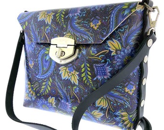 Paisley Bloom Tall Leather Crossbody Clutch