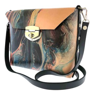 Marble River Tall Leather Crossbody Clutch