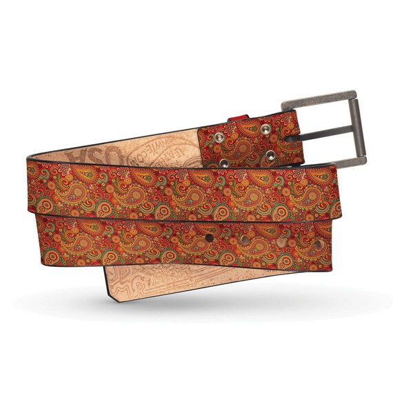 You're Driving Me Paisley Leather Belt, Paisley Belt