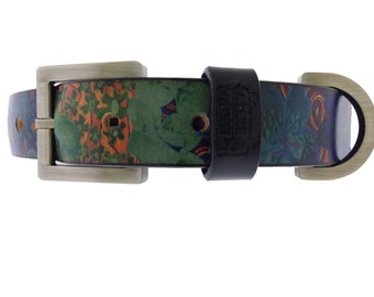Bizarro Water Lilies Leather Dog Collar, Dog Collar Leather, Floral Dog Collar, Flower Dog Collar, Dog Collar, Custom Leather Collar