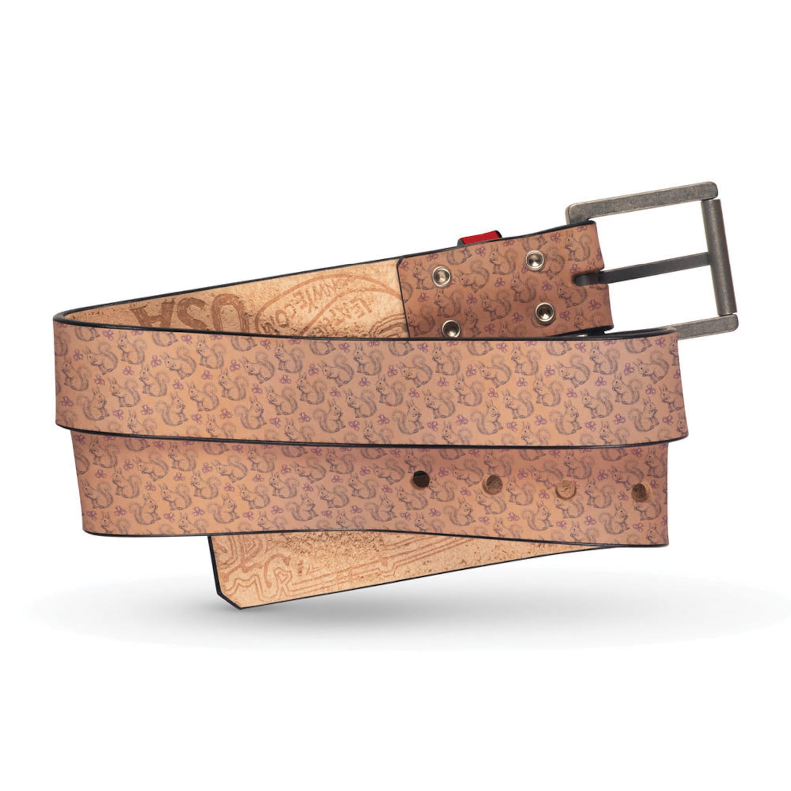 Squirrel Purple Leather Belt Animal Leather Belt Nut Belt Etsy