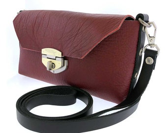 Red Leather Small Crossbody Clutch