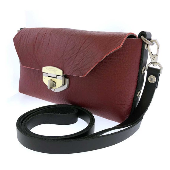 Red Leather Small Crossbody Clutch