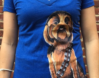 Chewbacca Dog Shirt, Women's Chewbacca Dog V-Neck, Women's Dog Shirt, Star Wars Shirt, Women Star Wars Apparel, Star Wars Apparel, Chewbacca