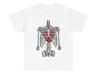 Heavy Unisex Tee - FineLine Graphic Skeleton's Heart