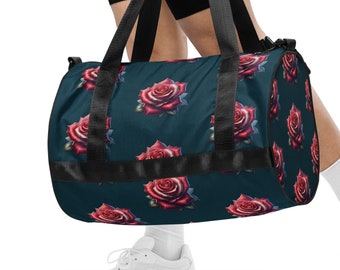 Florale Reisetasche, Rose Reisetasche, Handgemachte Tasche, Rose Weekender Tasche, Sporttasche