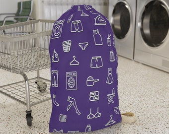 Grand sac à linge violet pour étudiant, cadeau de remise des diplômes, sac de rangement pour vêtements, panier à linge