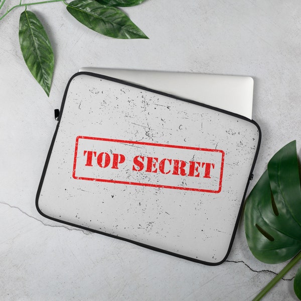 Discreet Top Secret Laptop Sleeve | Confidential Document Sleeve | Protective Travel Pouch | Spy-Themed Gift