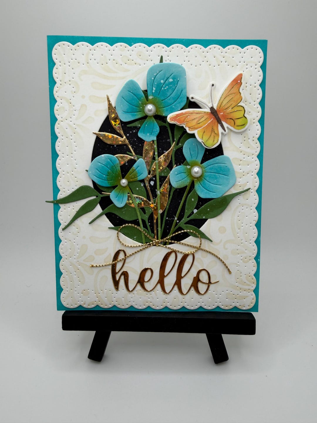 Handmade Flowers & Butterfly Hello Card - Etsy