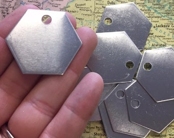 10 Aluminum 1.25 Inch Hexagons - 18 Gauge