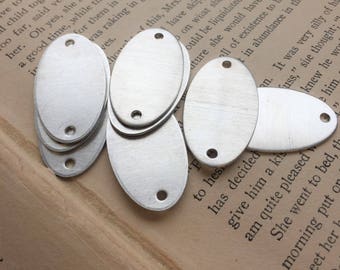 8 Small Aluminum Oval Blank Tags