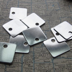 10 TUMBLED Aluminum 1 Inch Squares - 18 Gauge