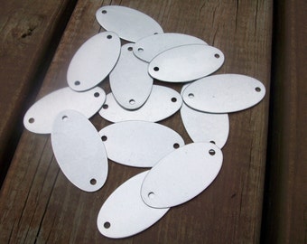 8 Large Aluminum Oval Blank Tags