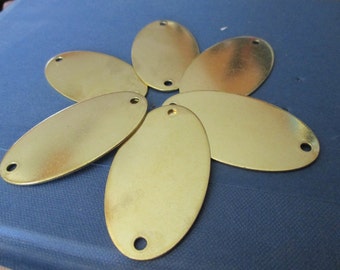 5 Extra Large Brass Oval Blank Tags