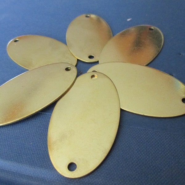 5 Extra Large Brass Oval Blank Tags