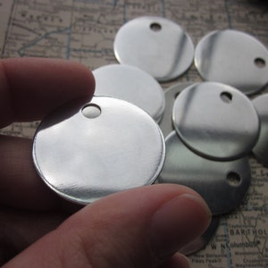 10 TUMBLED Aluminum 1.25 Inch Discs - 18 Gauge