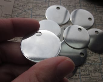 10 TUMBLED Aluminum 1.25 Inch Discs - 18 Gauge