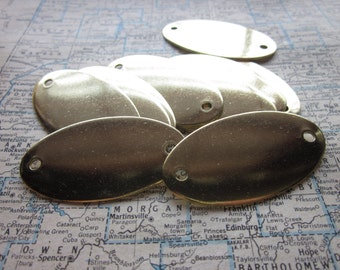 5 Large Brass Oval Blank Tags