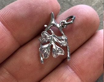 Vintage Wishbone and Four Leaf Clover Sterling Silver Charm