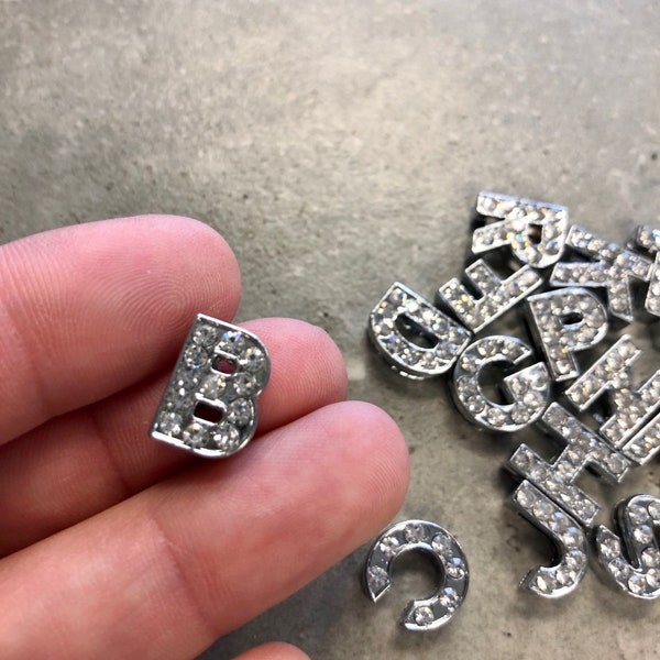 Slider Charms - Crystal Letters Wholesale or Single Letter