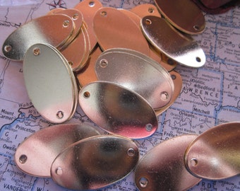 5 Small Brass Oval Blank Tags