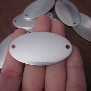 5 Extra Large Aluminum Oval Blank Tags