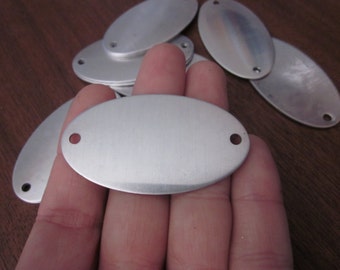 5 Extra Large Aluminum Oval Blank Tags