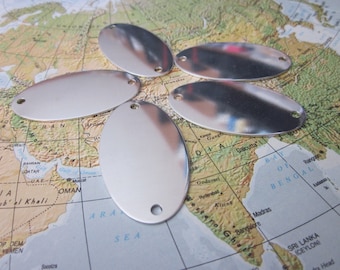 5 TUMBLED Extra Large Aluminum Oval Blank Tags