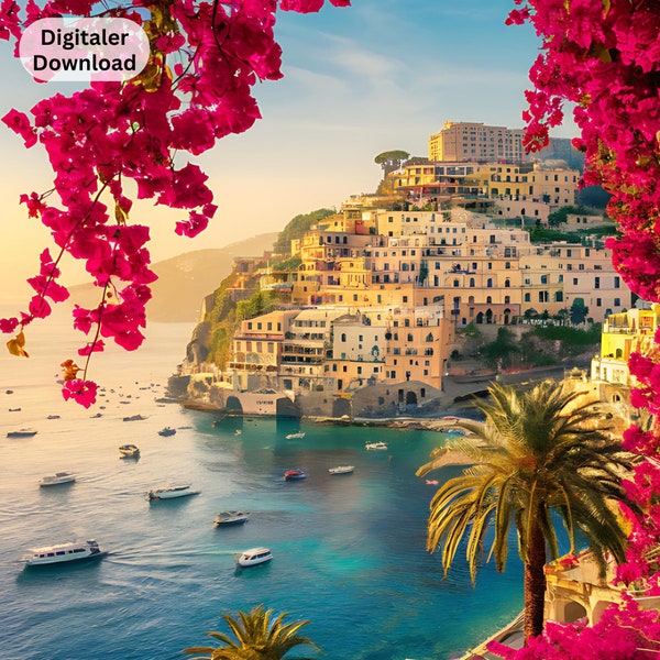 Landscape Amalfi Coast Print | Positano Photography | Italy Wall Art | Amalfi Room Decor | Italy Printable Art | Italian Coasts