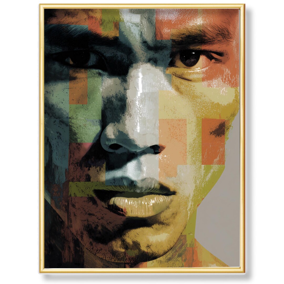 Abstract Male Portrait Poster – Modern Art in Geometric Mixed-media ...