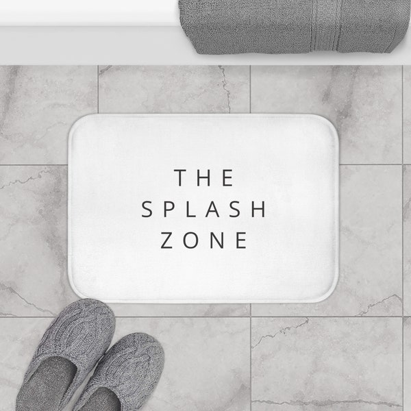 The Splash Zone bath mat, aesthetic, minimalist, simple, elegant, luxury, bathroom, decor, white, clean, light