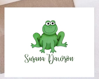 Personalized Frog Note Cards - Stationery Gifts for Kids