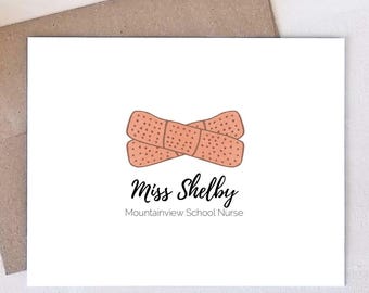 Personalized Bandage Note Cards - Gift for School Nurse or Doctors - Medical Stationery Gifts - Back to School