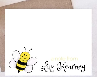 Personalized Cards - Bumblebee Note Card Set - Stationery Gifts for Kids