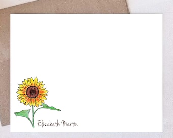 Personalized Note Cards - Sunflower Stationery - Sunflower Gifts