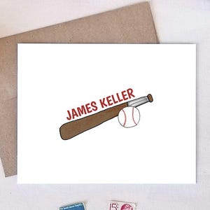 Printable Personalized Note Cards for Him - BASEBALL - Folded Note Card Set - Stationery Gifts for Men - Custom Stationary for Boys