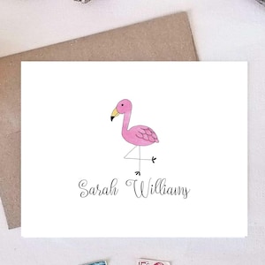 Printable Flamingo Note Cards - Personalized Flamingo Cards - Flamingo Letter Writing Stationery - Print at Home PDF