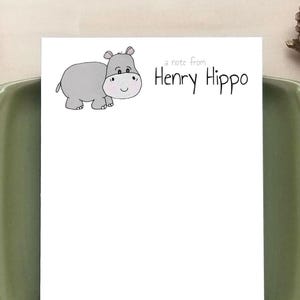 Printable Hippo Notepad for Kids - Personalized Notepads - Stationery Gifts for Children - PDF Download - Print at Home
