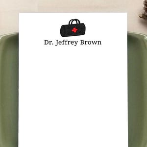 Printable Personalized Doctor Notepad - Red Cross Bag Notepad - Stationery Gifts for Doctors or Nurses - Medical Gift - PDF Download