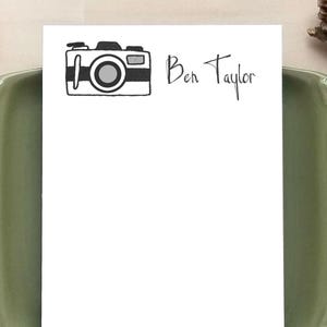 Printable Personalized Camera Notepad - Retro Camera Stationery - Gifts for Photographers - Photography Gift - PDF Download - Print at Home