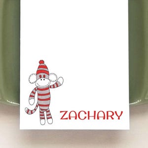 Printable Personalized Notepad - Sock Monkey Notepad - Stationery for Children - Sock Monkey Gift - PDF Download - Print at Home