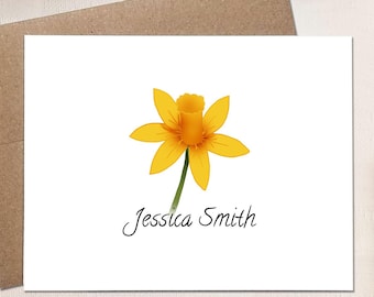 Daffodil Note Cards - Personalized Stationery Gifts for Mom Grandma Friend