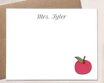 Personalized Note Cards - Apple Teacher Gift - Stationery for Teachers