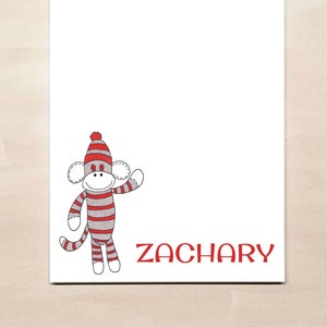 Personalized Notepad Sock Monkey Notepad Stationery for Children Sock Monkey Gift image 2